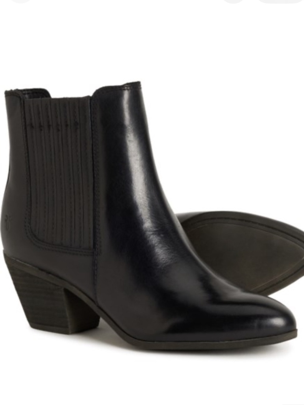 Frye Sandra Chelsea Heeled Boots Leather Western Black Side Zip Women’s Size 10